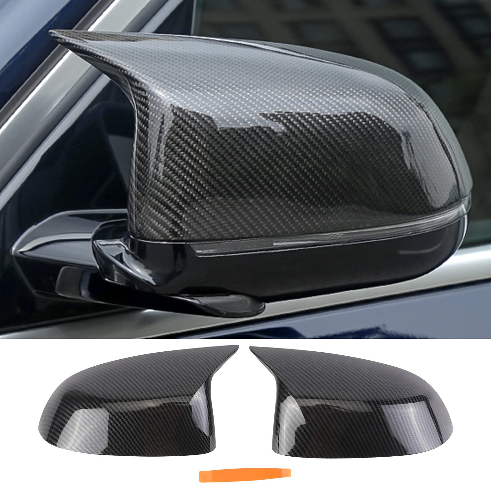 BILLDIO Side Mirror Caps，Carbon Fiber Rearview Fit X3 X4 X5 X6 X7